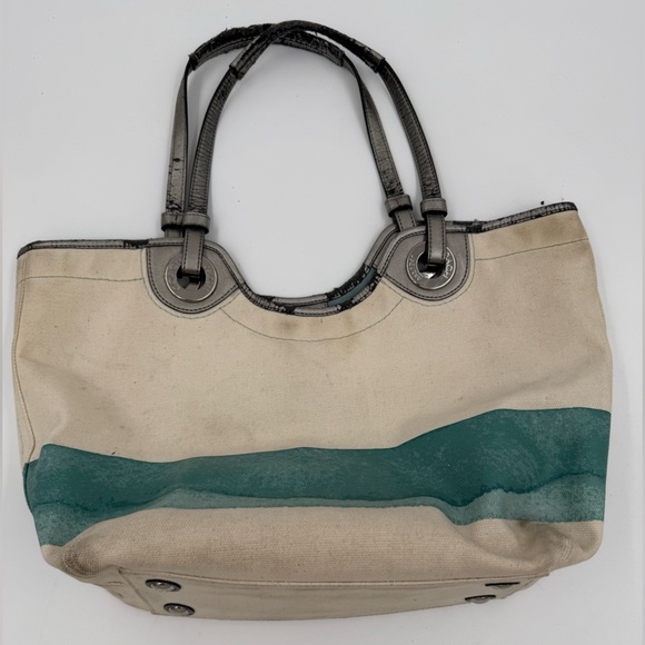 Coach Starfish Beach Aqua Tote Bag with Metallic Accents - Picture 2 of 11